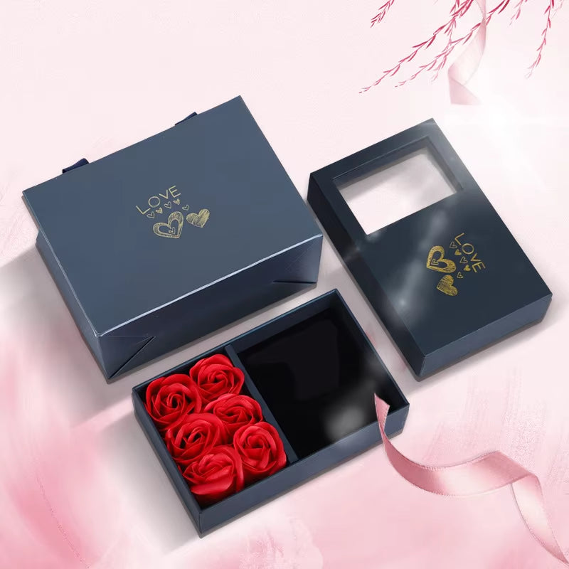 Rose Gift Box Eternal Flower Ring,Pendant,Earrings,Necklace,Jewelry Box 6 Valentine'S Day Rose Gift Box Packaging Box Jewelry St