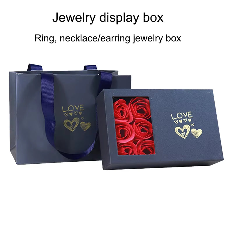 Rose Gift Box Eternal Flower Ring,Pendant,Earrings,Necklace,Jewelry Box 6 Valentine'S Day Rose Gift Box Packaging Box Jewelry St